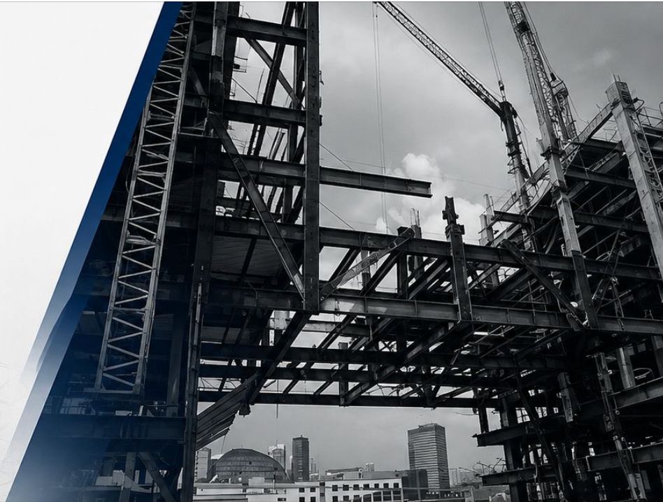 Montaje de estructura metálica pesada en altura con grúa - Escala Steel